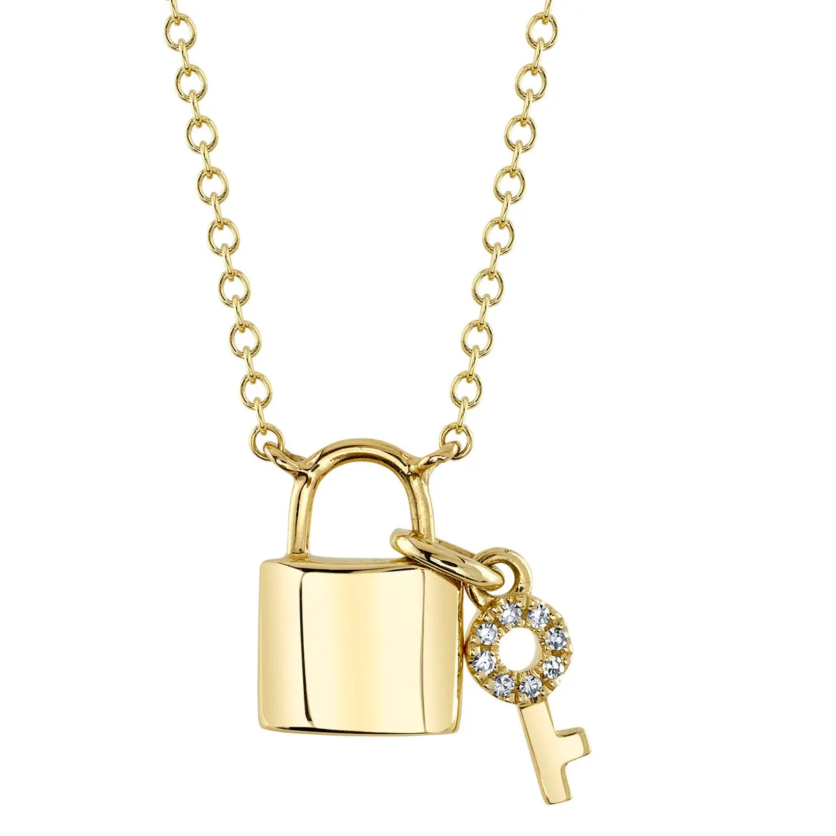 0.02 Ct Diamond Lock & Key Necklace SC55024796