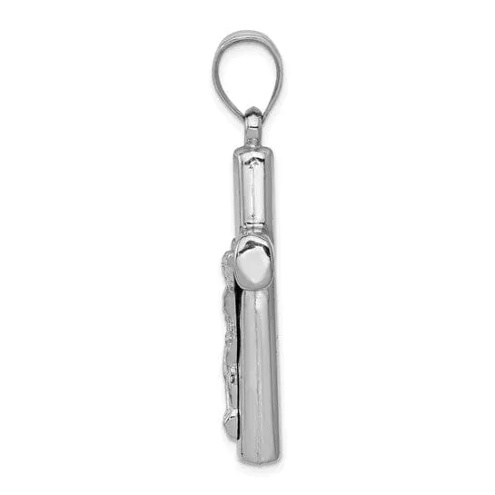 14k White Gold Reversible Crucifix Cross Pendant