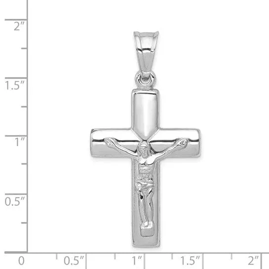 14k White Gold Reversible Crucifix Cross Pendant