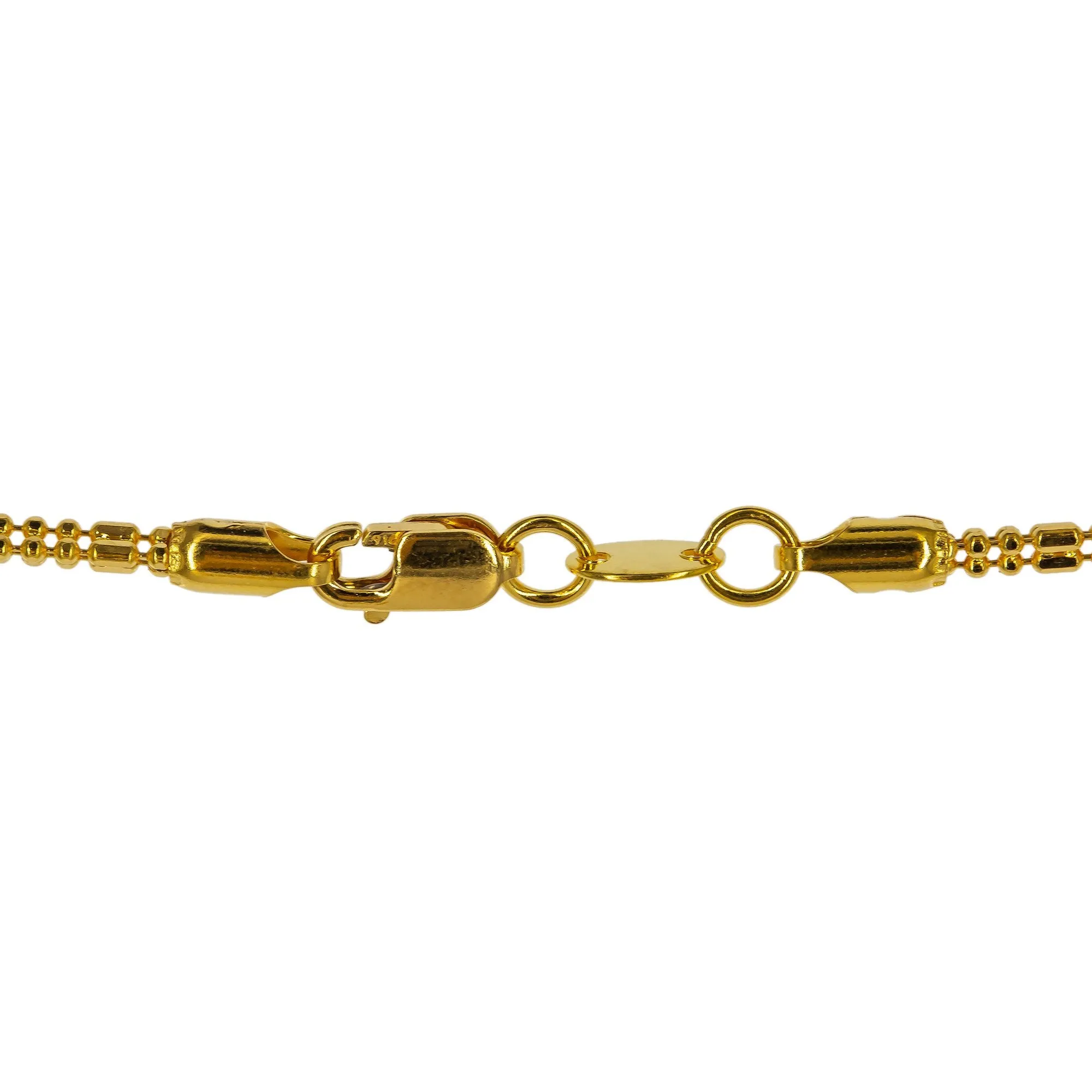 22K Yellow Gold Short Chain W/ Gold Capsule & Ball Beads, 20 Inches
