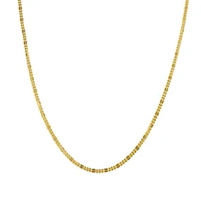 22K Yellow Gold Short Chain W/ Gold Capsule & Ball Beads, 20 Inches