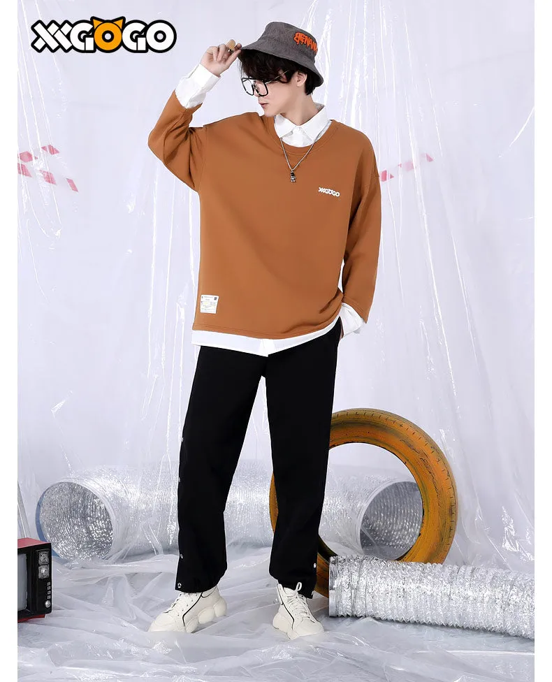 Basic Plain Fake Two-Piece Sweatshirt