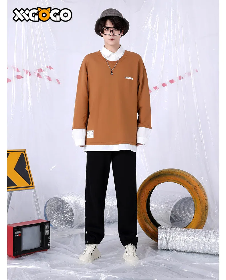 Basic Plain Fake Two-Piece Sweatshirt