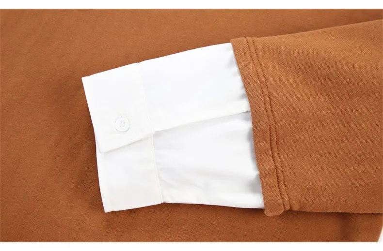Basic Plain Fake Two-Piece Sweatshirt