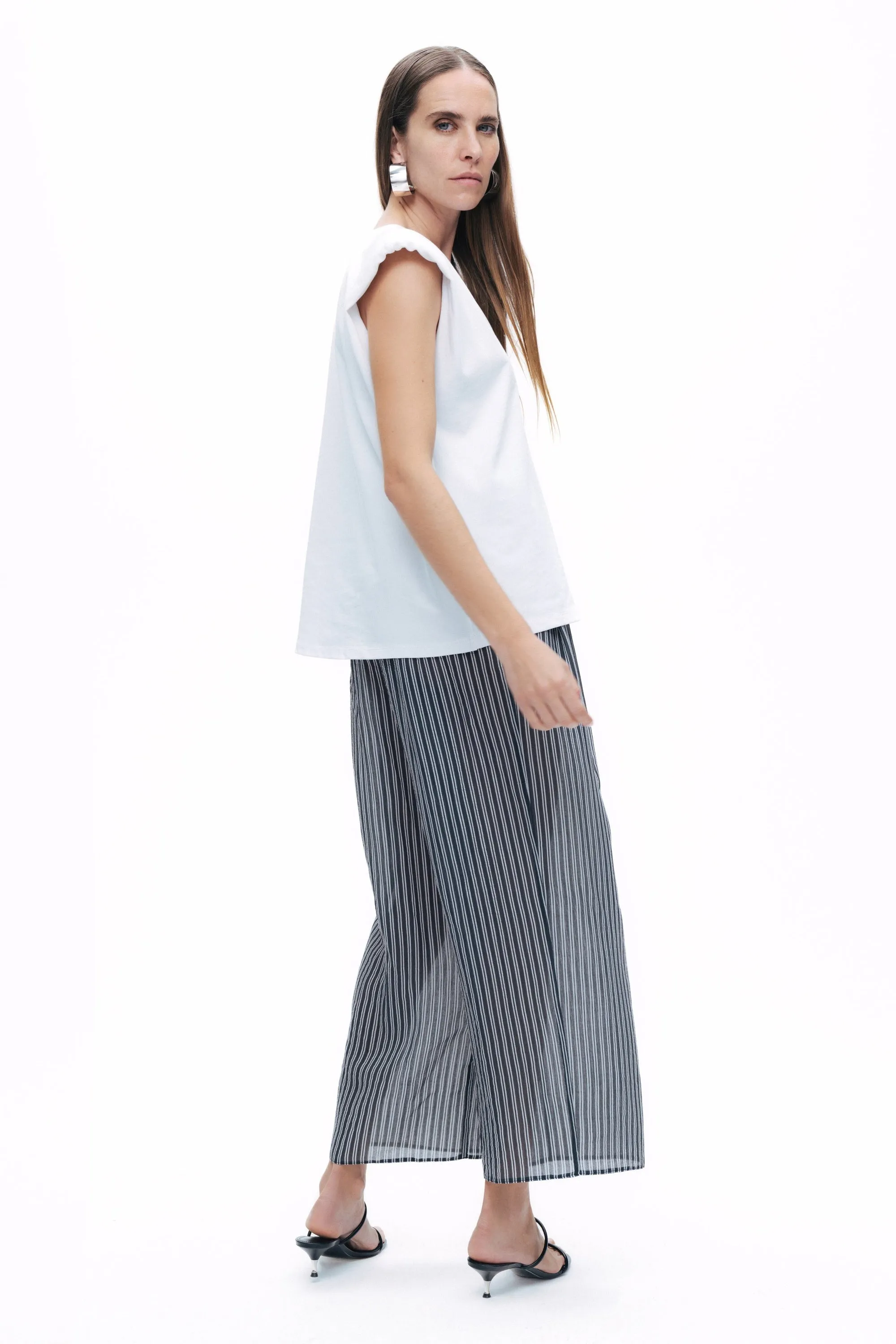 Beige Slit Detailed Pants