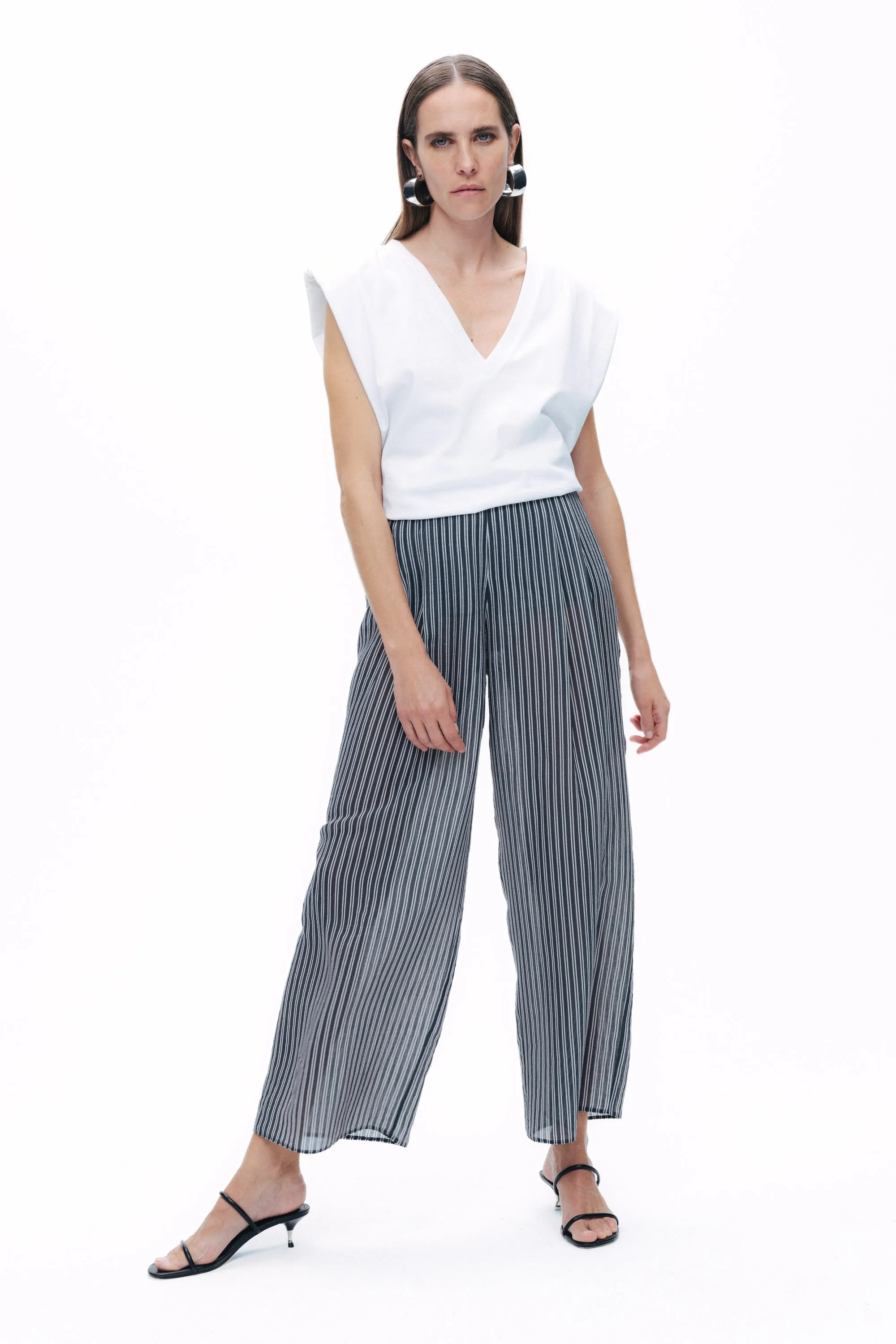 Beige Slit Detailed Pants