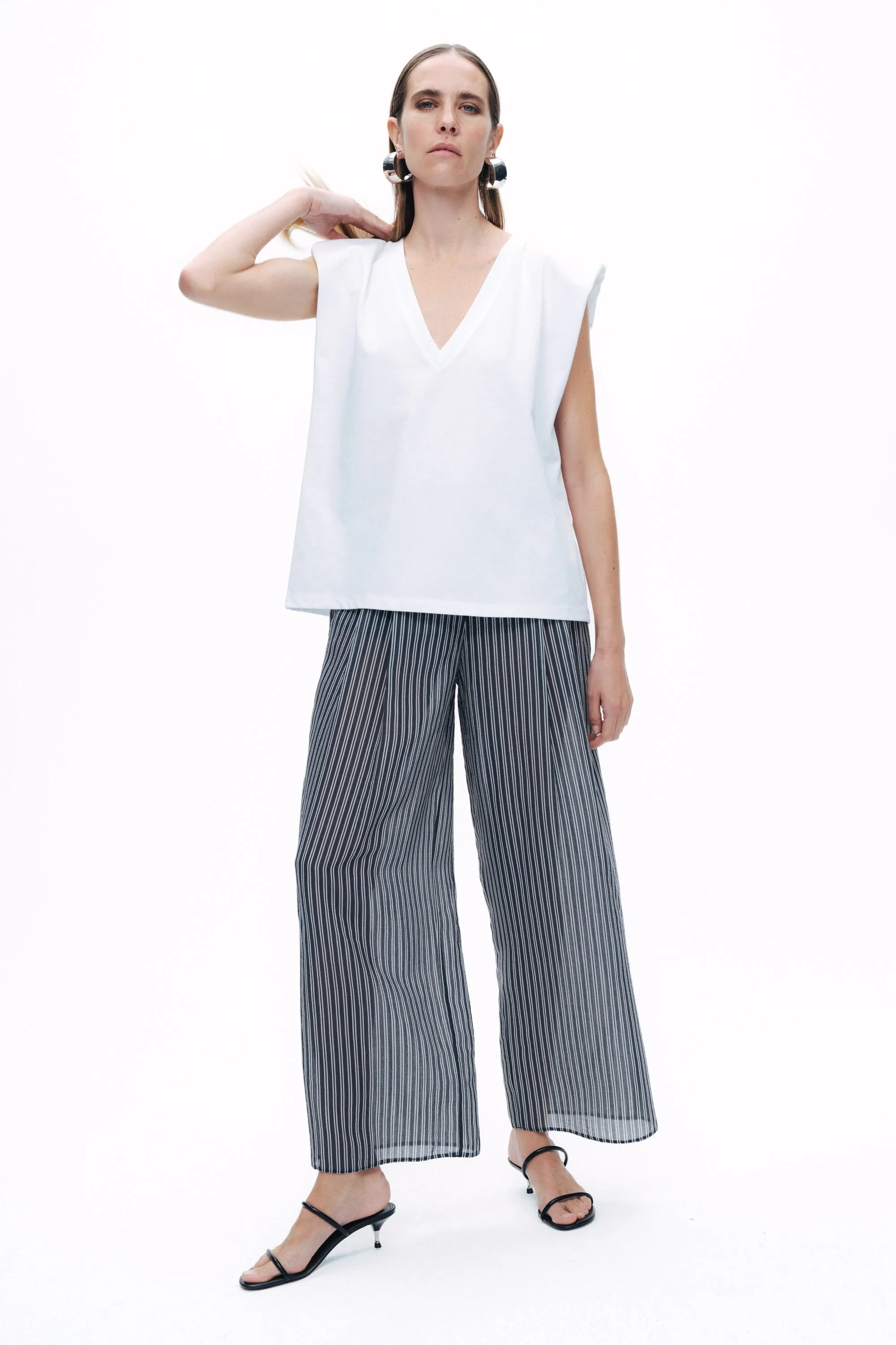 Beige Slit Detailed Pants