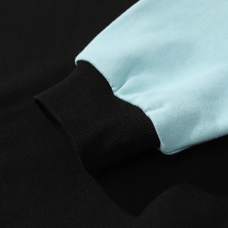 Black Asymmetric Drop-Shoulder Sleeve Sweatshirt