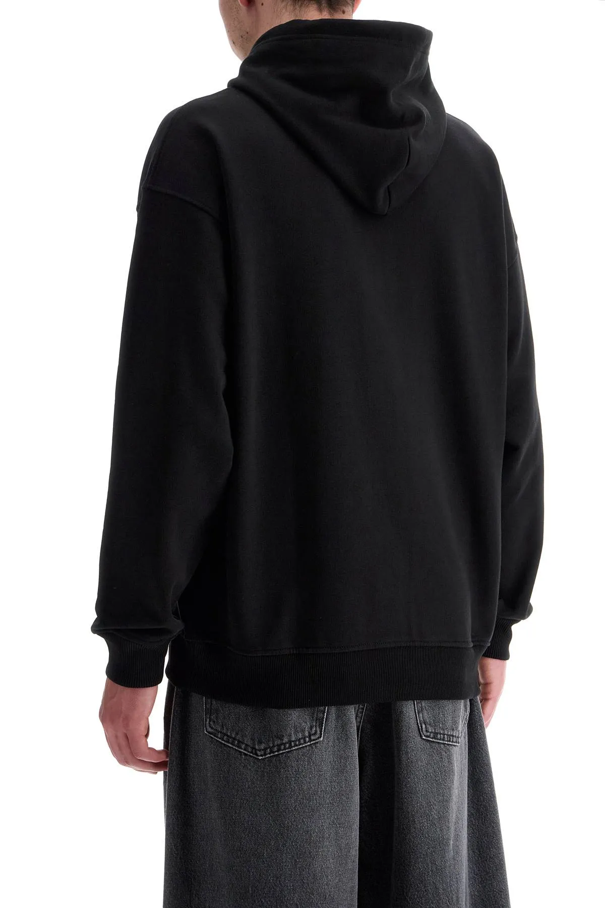 black cotton hoodie with embossed logo A03791 0JYYJ BLACK