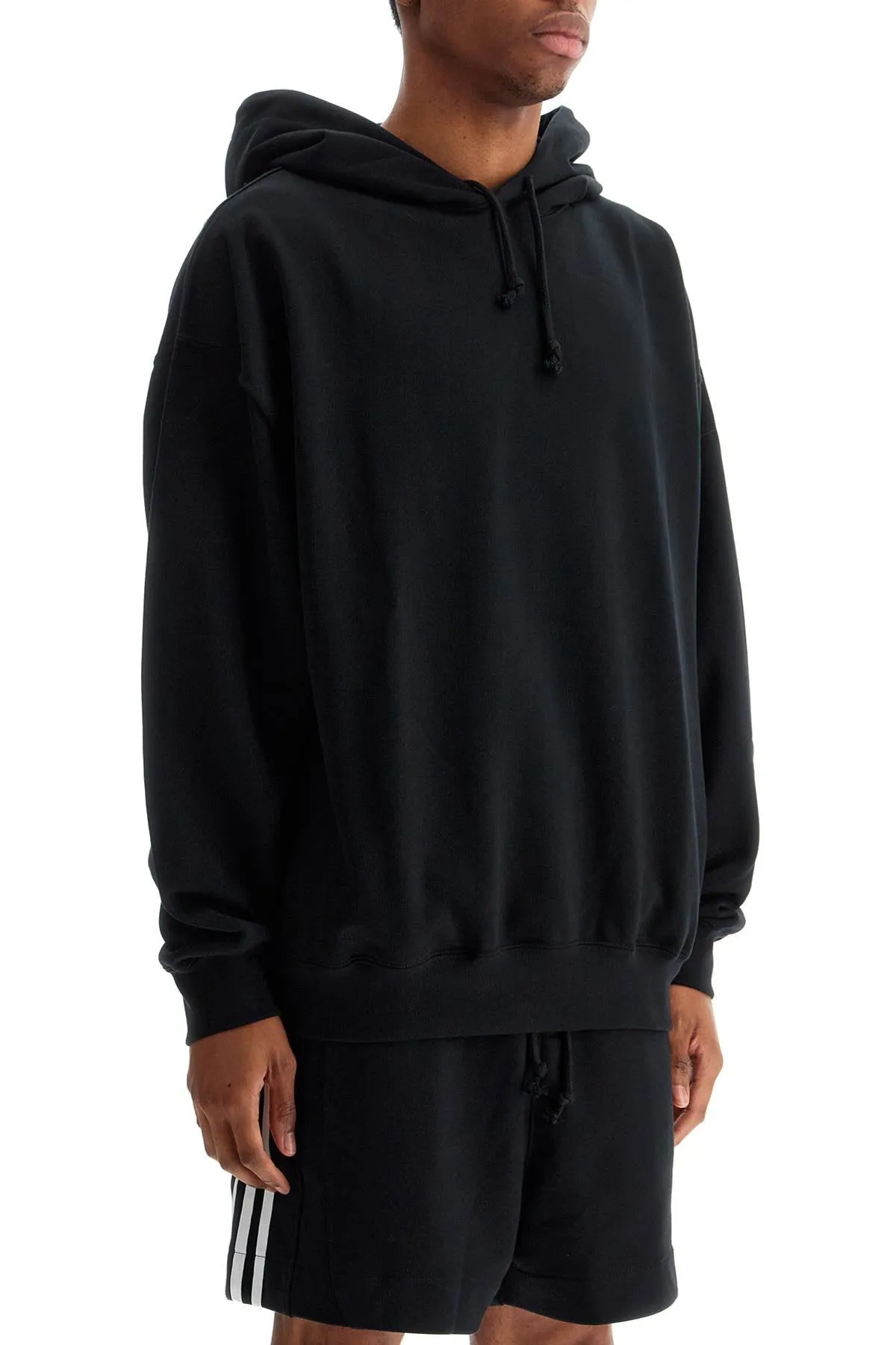 BLACK COTTON HOODIE WITH GFX PRINT