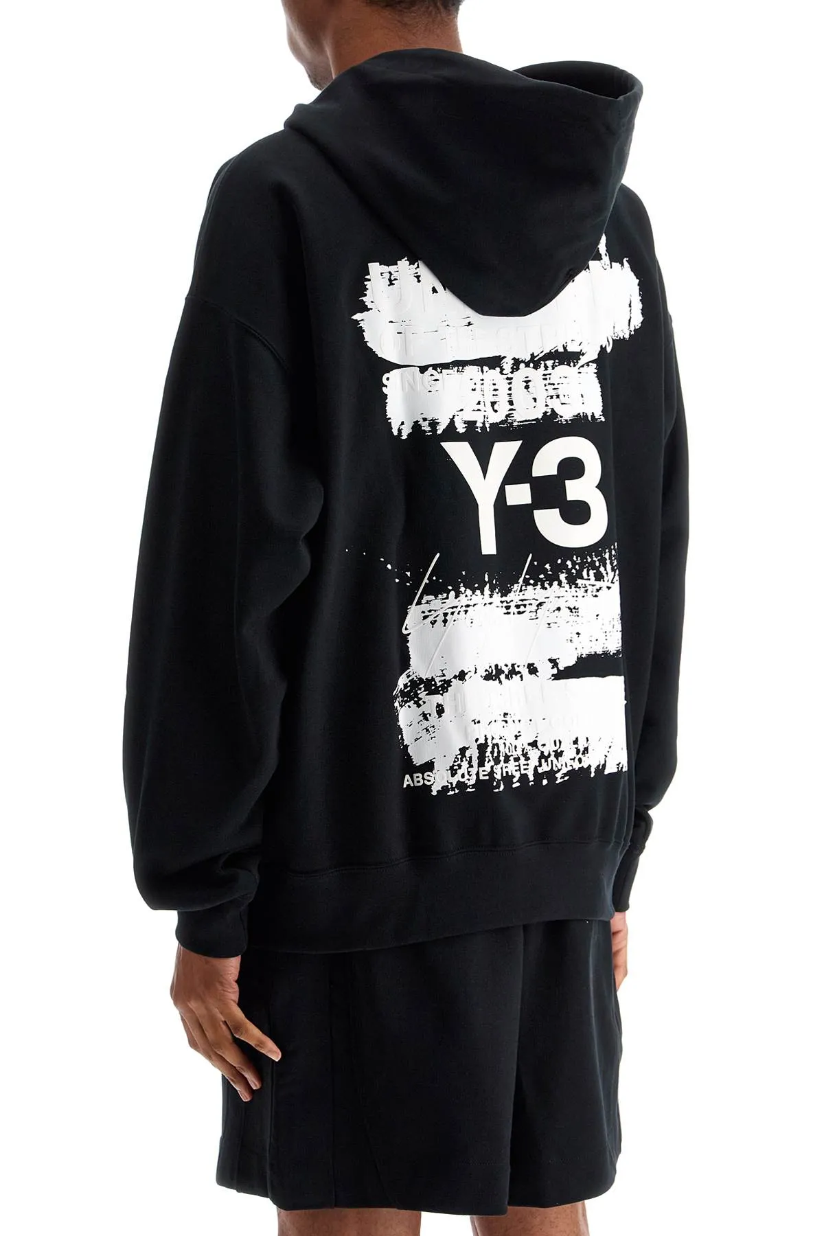 BLACK COTTON HOODIE WITH GFX PRINT
