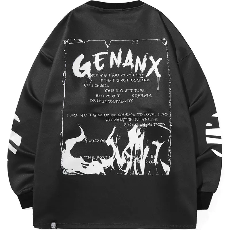 Black Zebra Stripe Print Contrast Color Sweatshirt