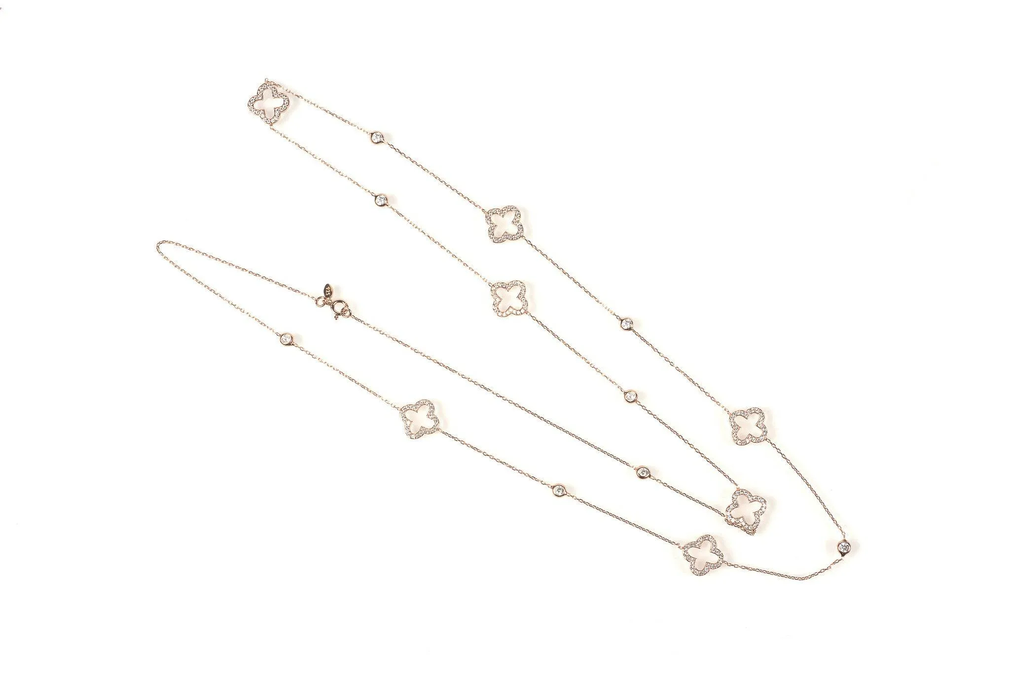 Clover Necklace in Rose Gold-Plated Zircon