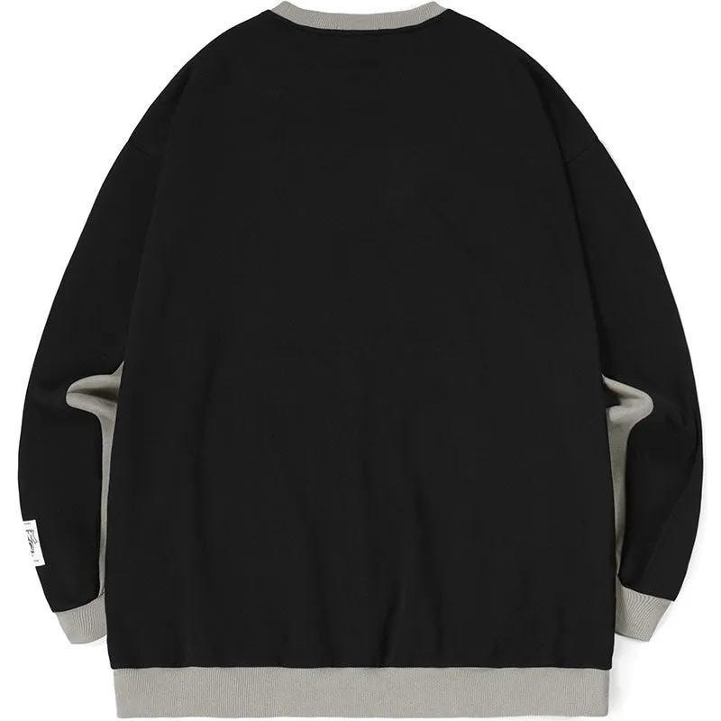 Color Block Letter Print Kangaroo Pocket Sweatshirt