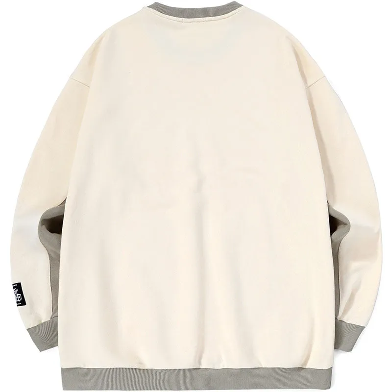 Color Block Letter Print Kangaroo Pocket Sweatshirt