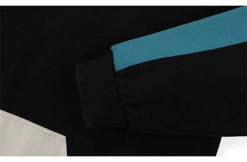 Contrast Color Polar Fleece Couple Sweatshirt