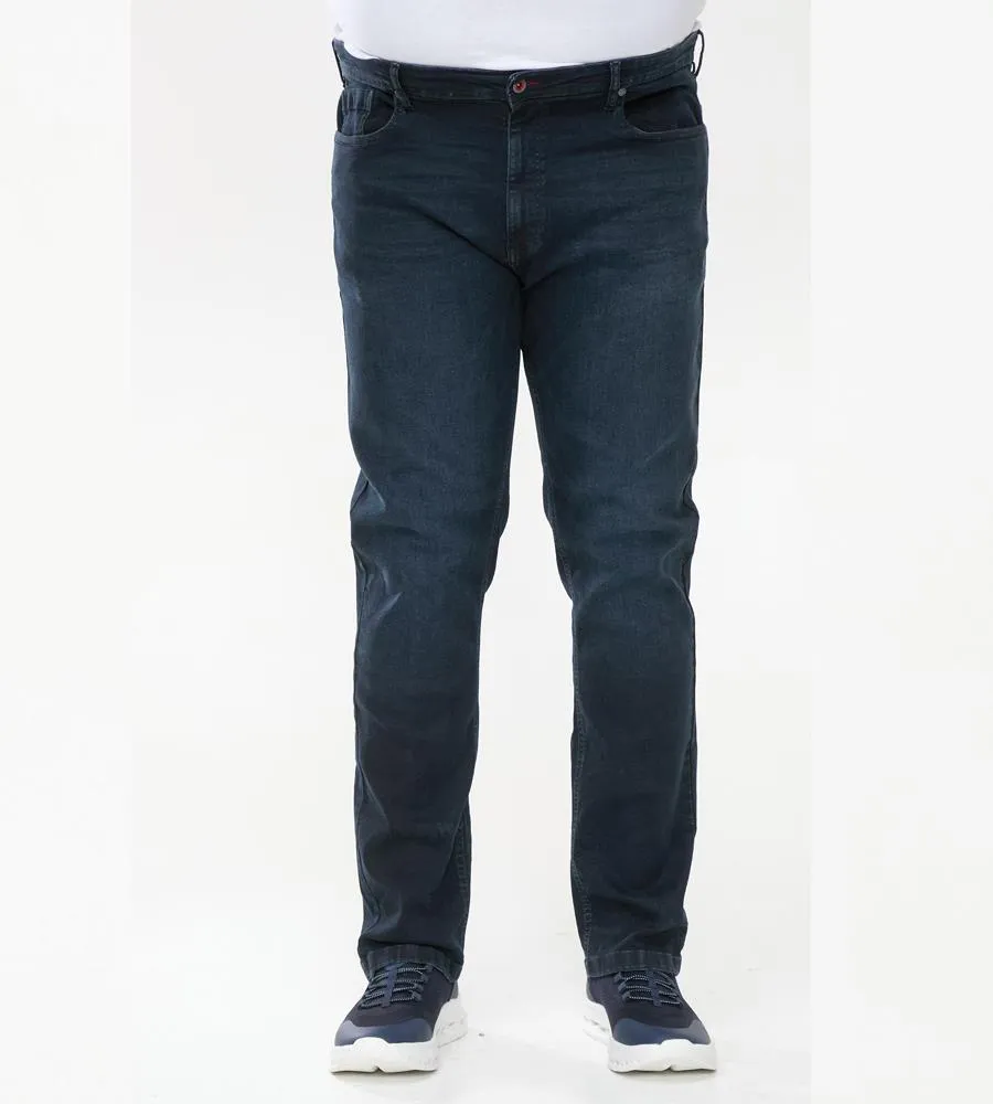 D555 Men's Tapered Fit Stretch Jeans in Blue/Black, Waist 40 to 60