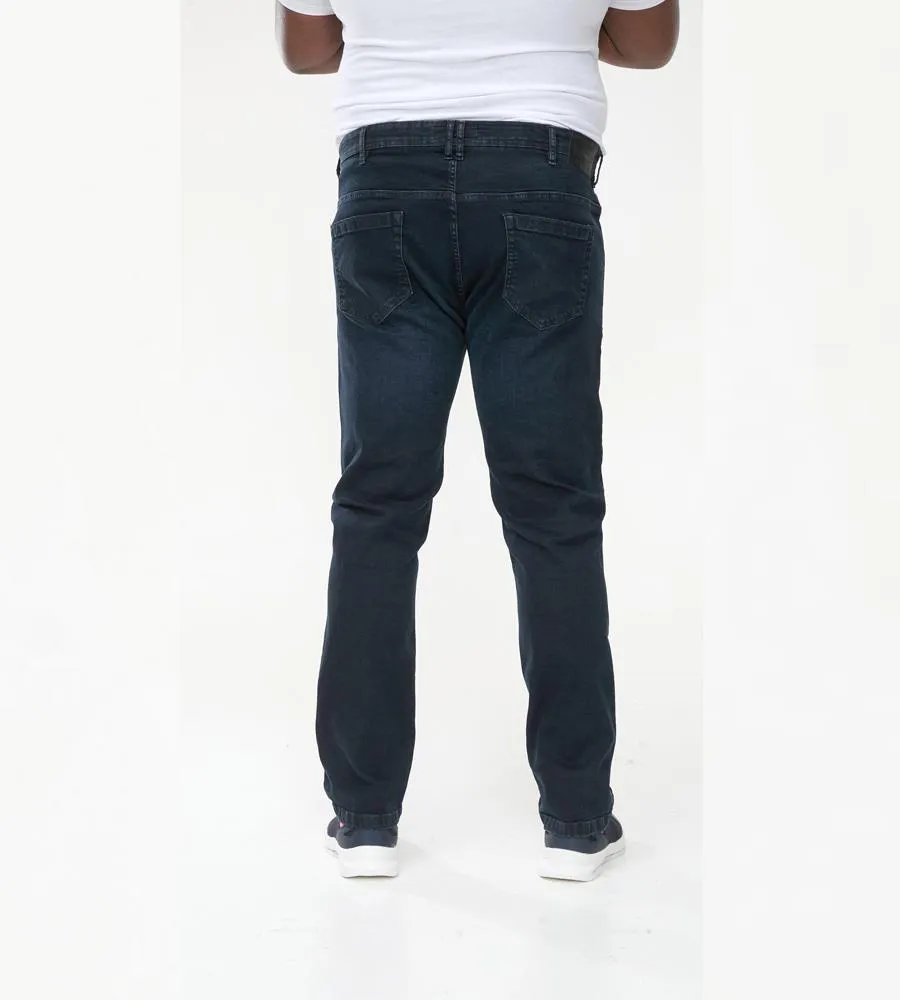 D555 Men's Tapered Fit Stretch Jeans in Blue/Black, Waist 40 to 60