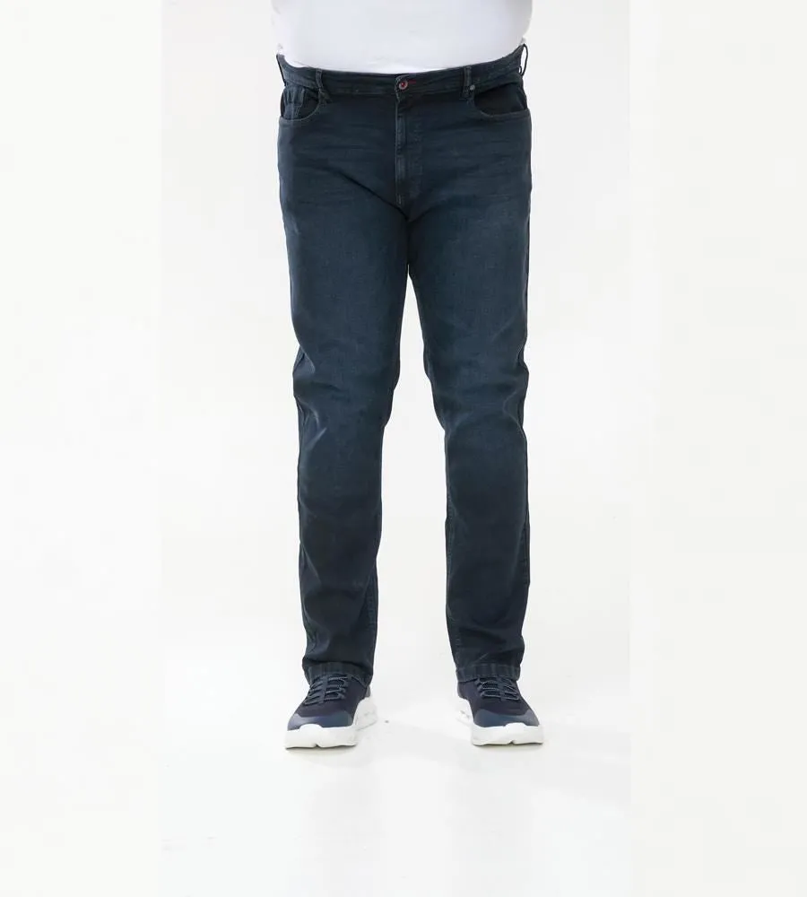 D555 Men's Tapered Fit Stretch Jeans in Blue/Black, Waist 40 to 60