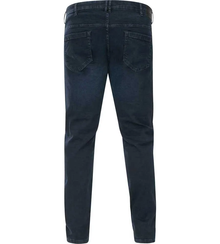 D555 Men's Tapered Fit Stretch Jeans in Blue/Black, Waist 40 to 60