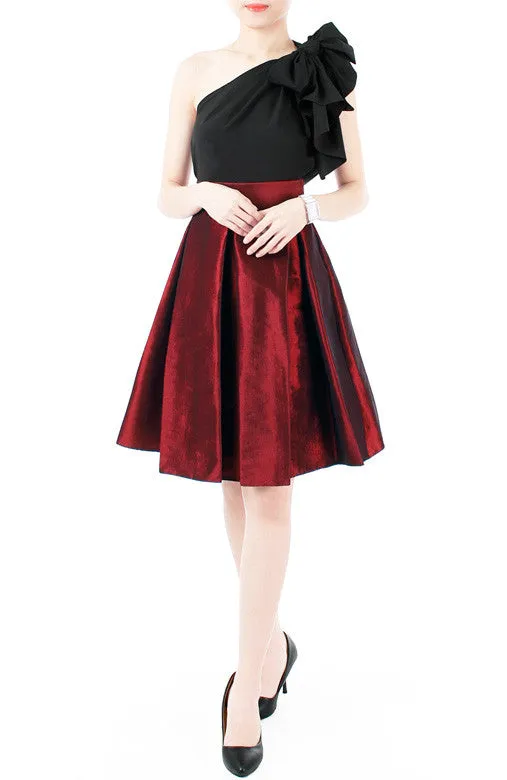 Elegance Bow One-shouldered Top - Black