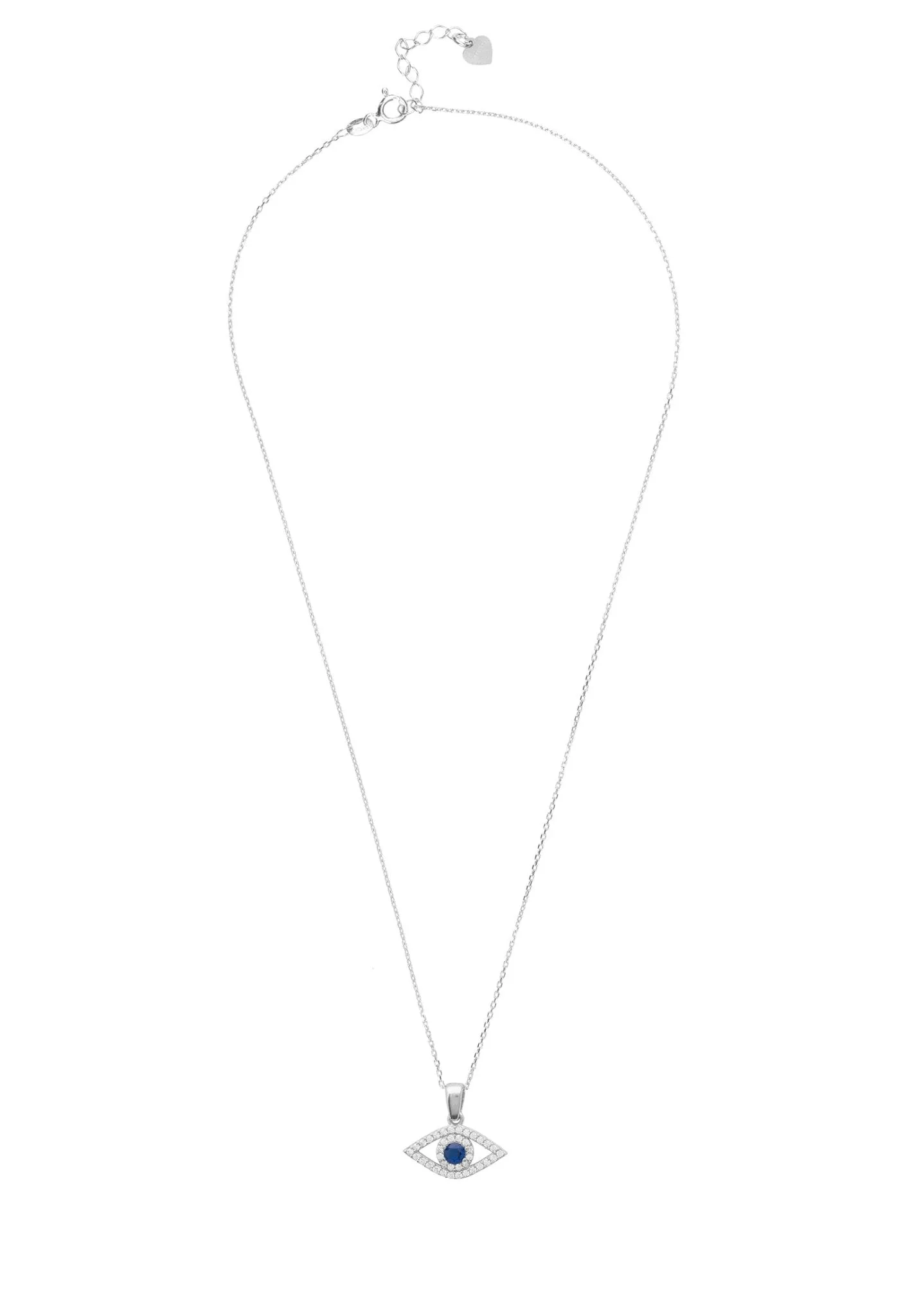 Evil Eye Necklace in Silver with Blue Zircon