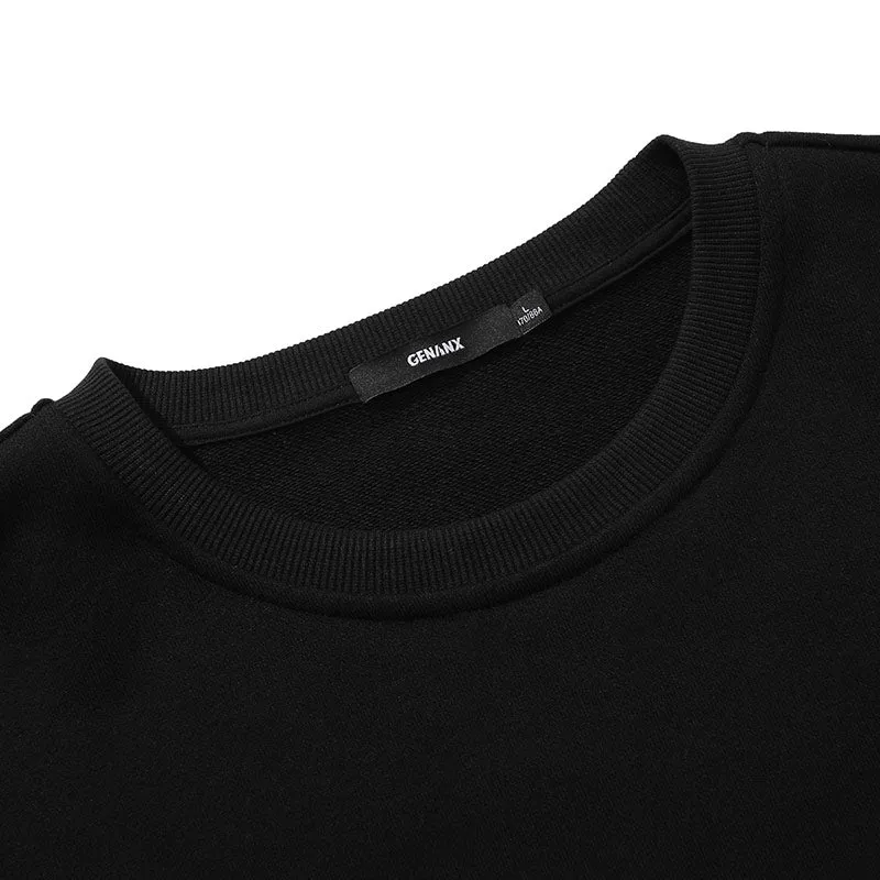Fake Two Piece Checkerboard Spliced Crew Neck Sweatshirt