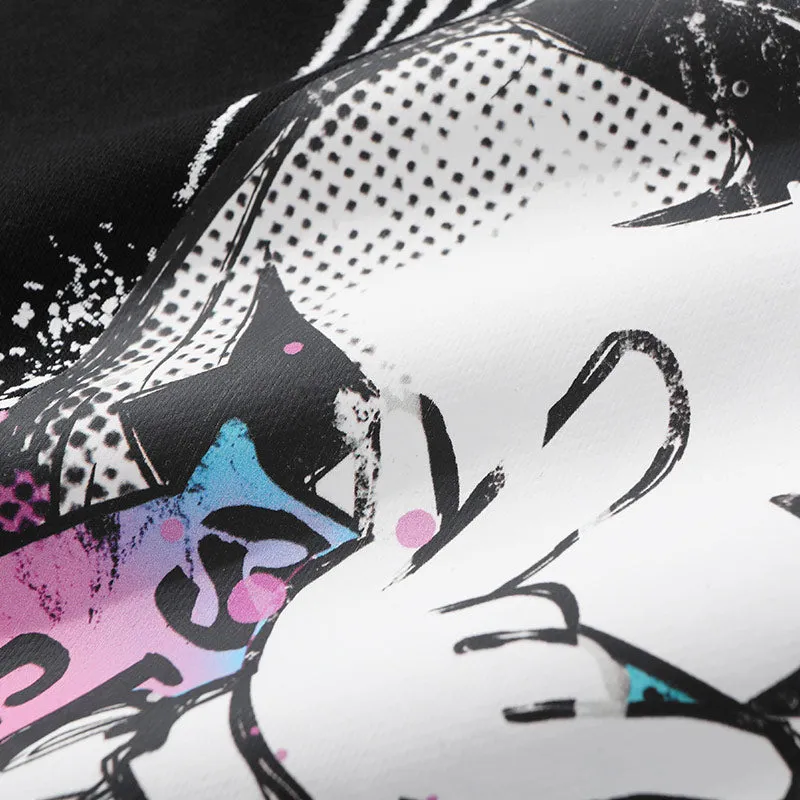 Fake Two Piece Spliced Cartoon Print Sweatshirt