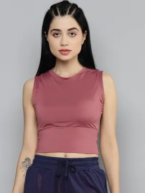 Fitkin womens mauve slim fit crop tank top