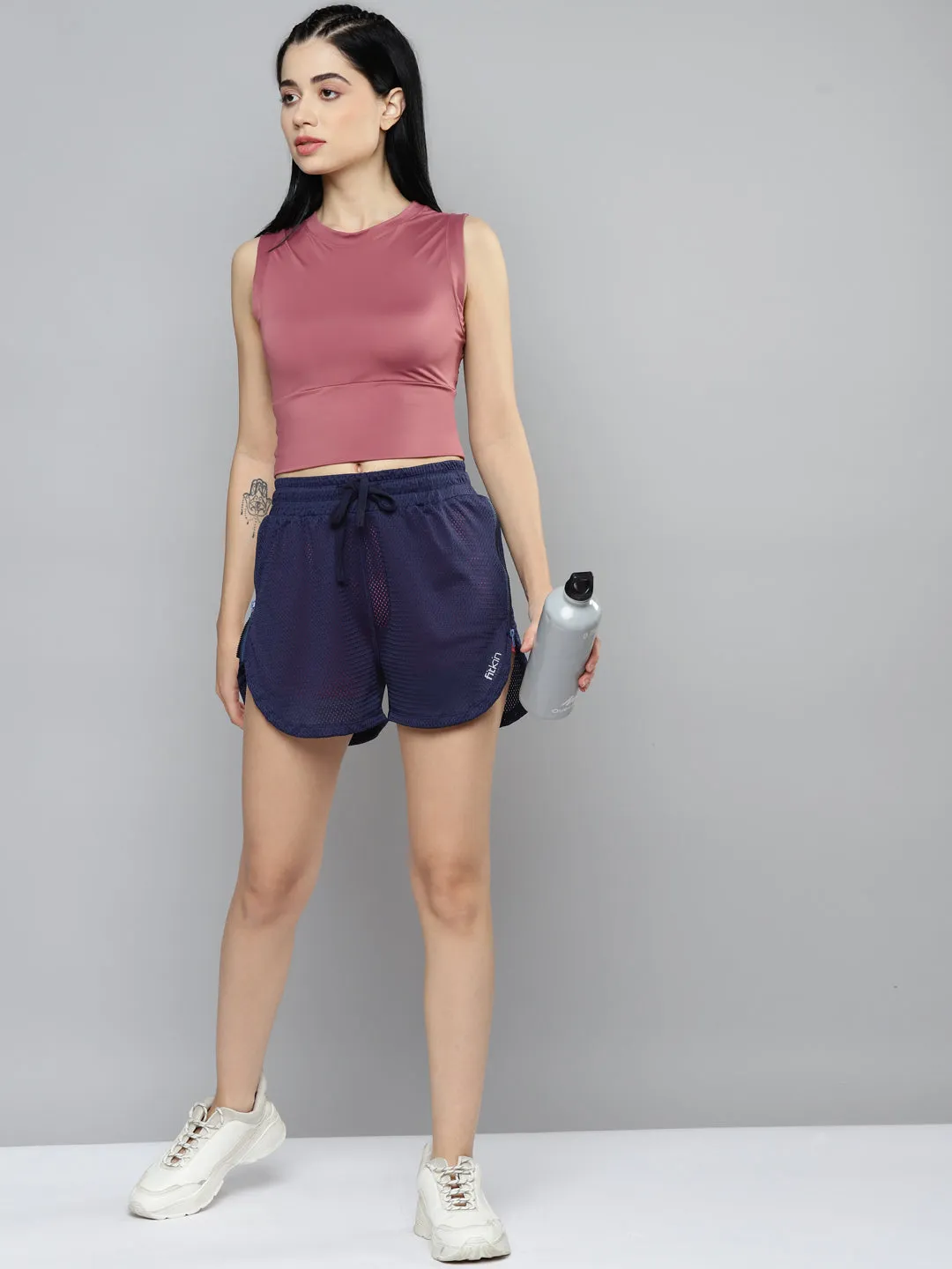 Fitkin womens mauve slim fit crop tank top