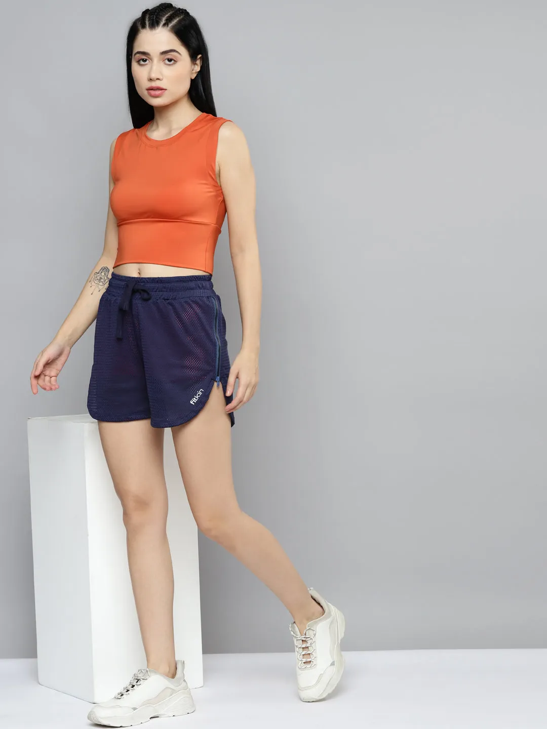 Fitkin womens rust slim fit crop tank top