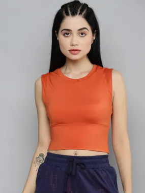 Fitkin womens rust slim fit crop tank top