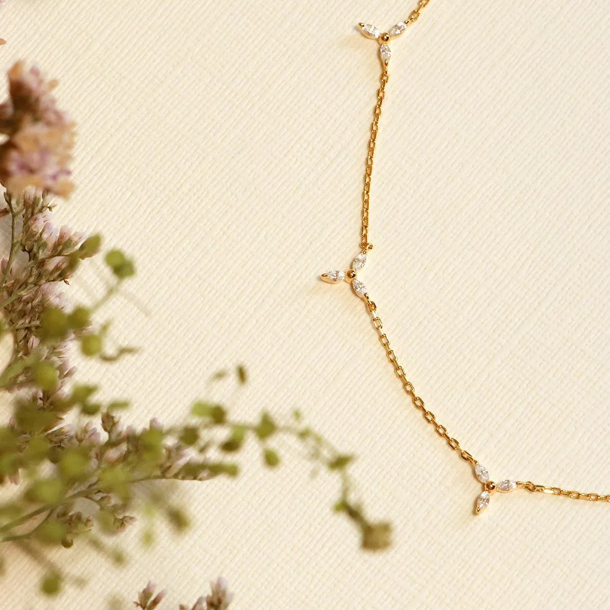 Floral Trillium Station Necklace