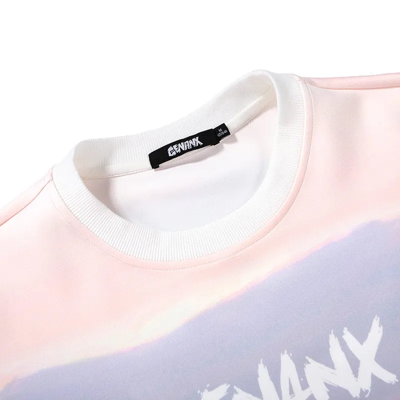 Frozen Gradient Drop-Shoulder Sleeve Space Cotton Sweatshirt