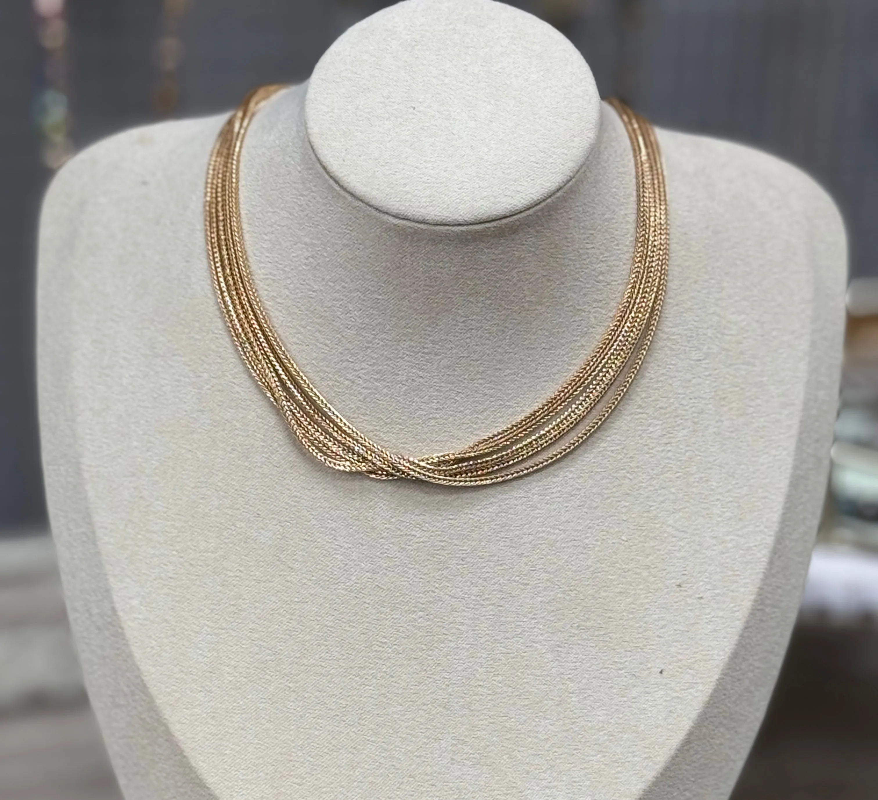 Gold 5 Strand choker Necklace
