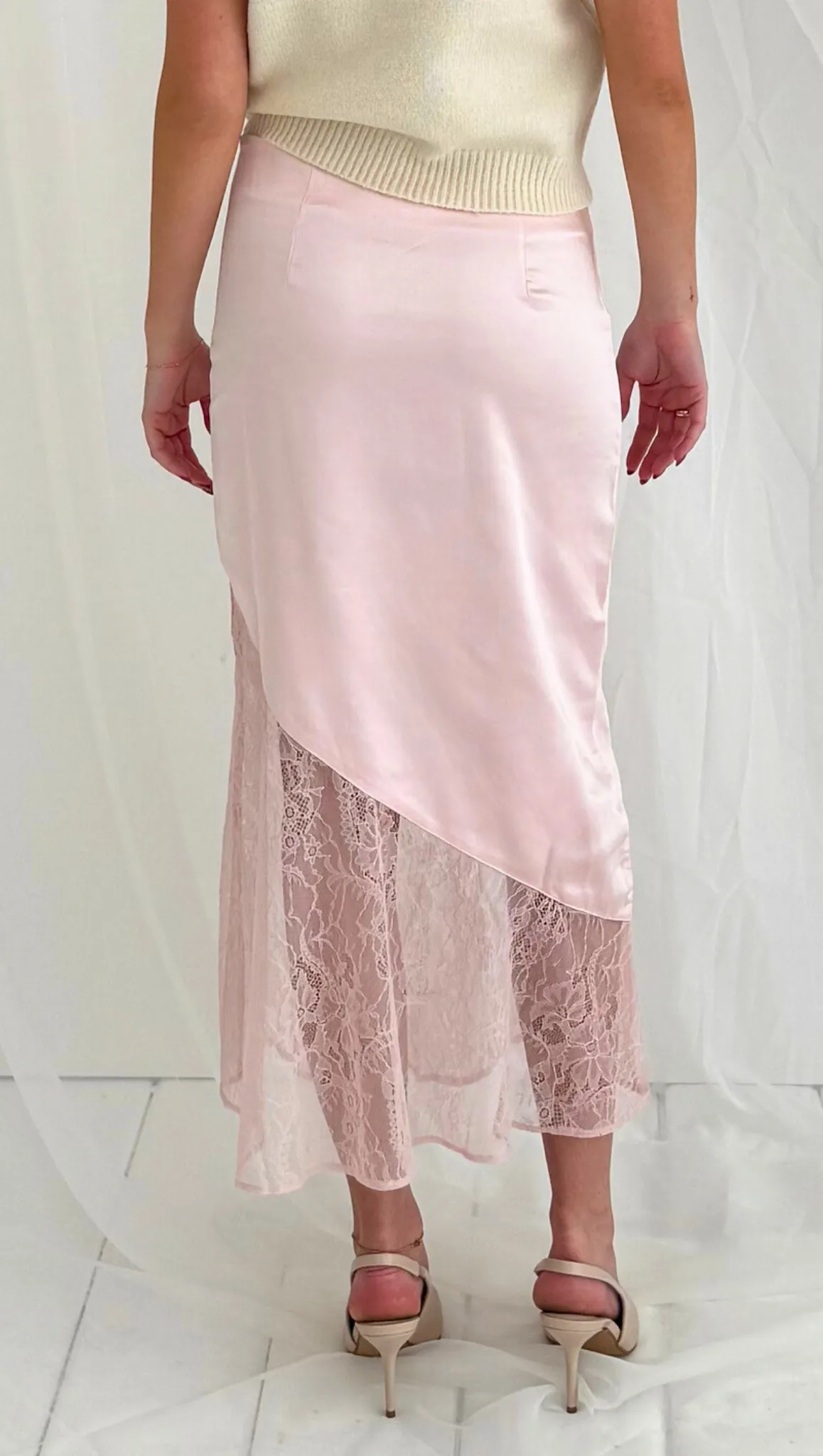 Hanna Semi Sheer Midi Skirt - Blush