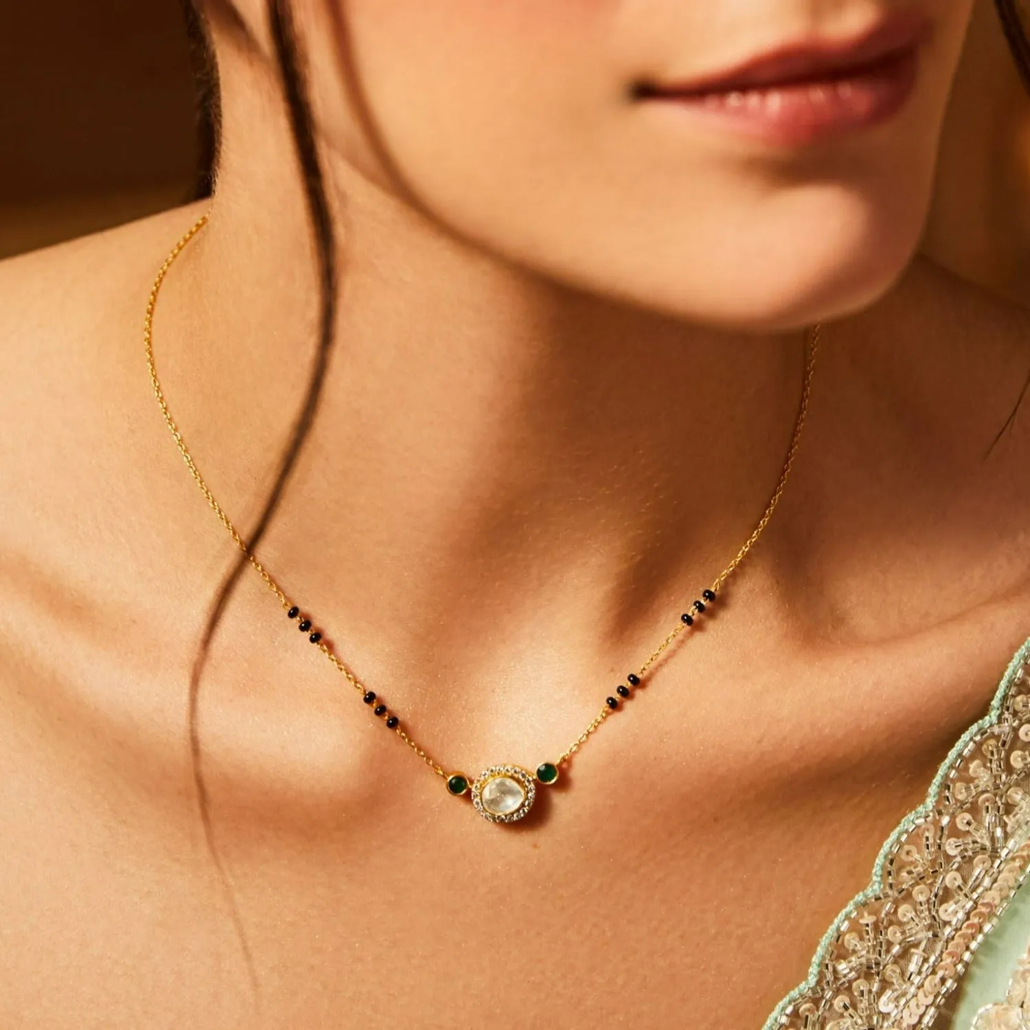 Harmony Moissanite Silver Mangalsutra Necklace