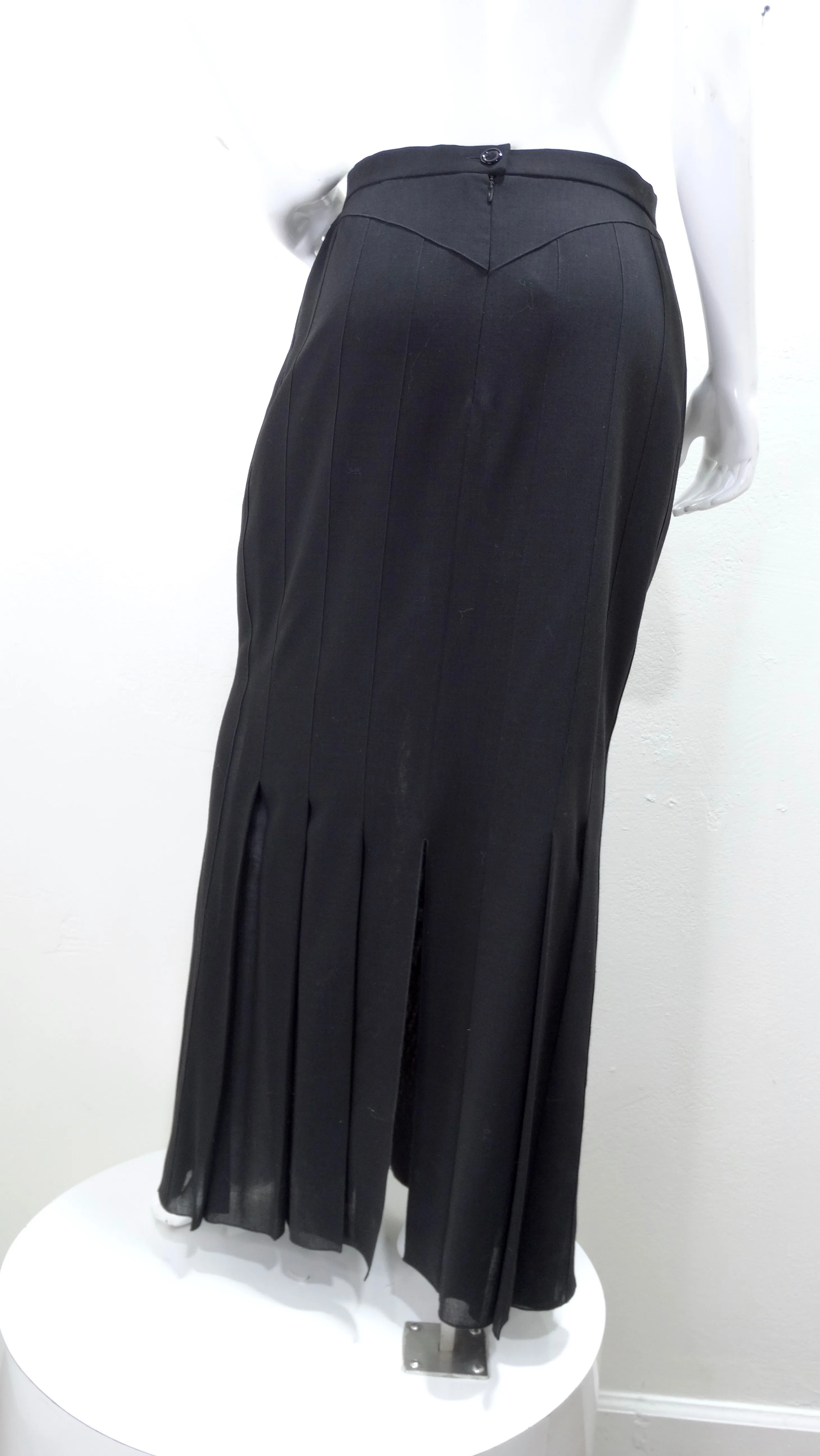 Karl Lagerfeld 1980's Pleated Carwash Slit Skirt