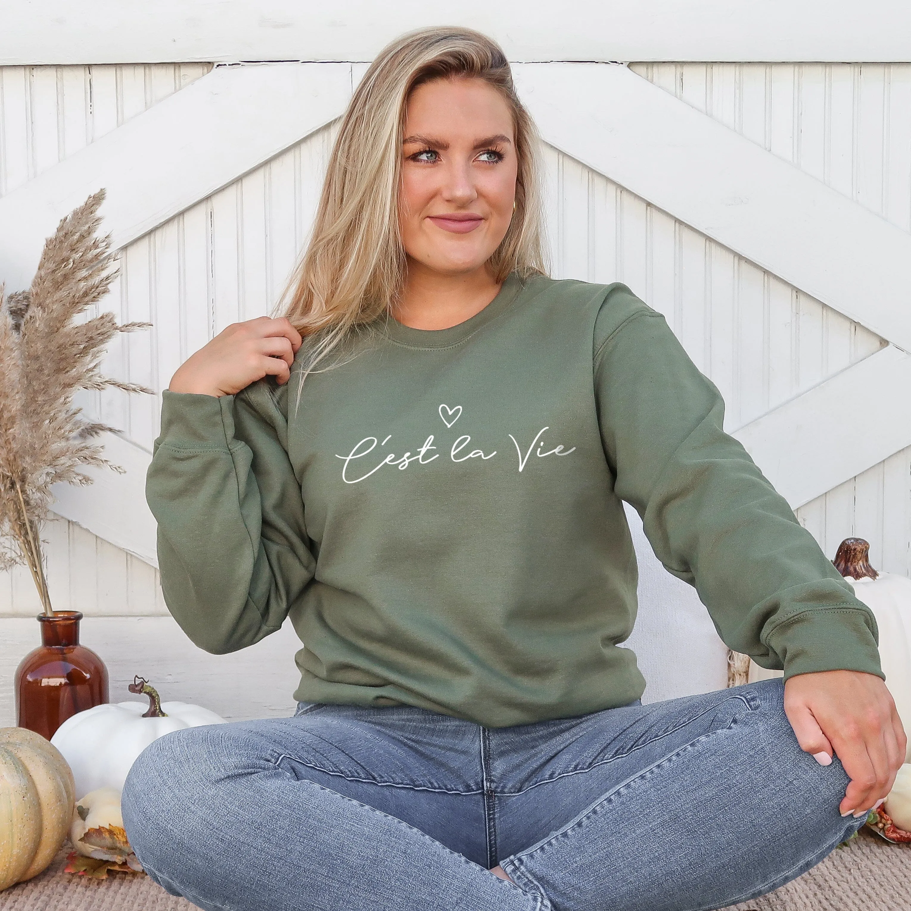 Ladies C'est La Vie Khaki Sweatshirt