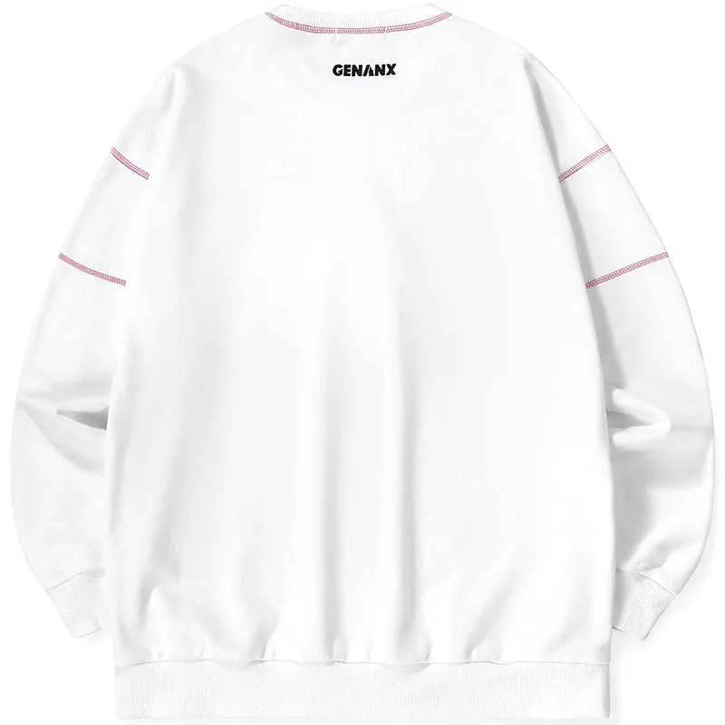 Letter Print Three-Dimensional Knit Flower Sweatshirt