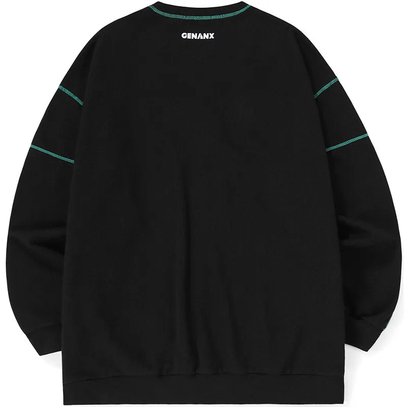 Letter Print Three-Dimensional Knit Flower Sweatshirt