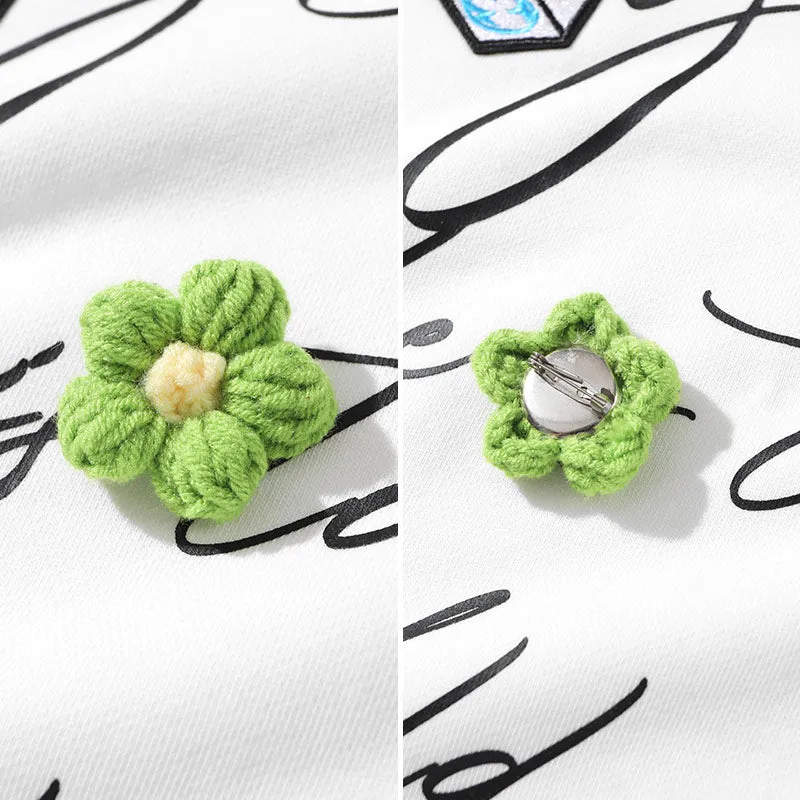 Letter Print Three-Dimensional Knit Flower Sweatshirt