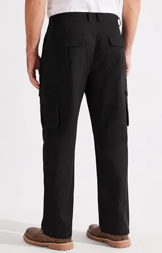 Libin Men's Cargo Pants 32" Relaxed Fit Work Hiking Travel Pants Stretch Casual Lounge Outdoor Trousers with Pockets Black, 36W x 32L
