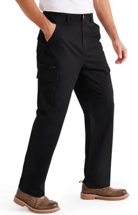 Libin Men's Cargo Pants 32" Relaxed Fit Work Hiking Travel Pants Stretch Casual Lounge Outdoor Trousers with Pockets Black, 36W x 32L