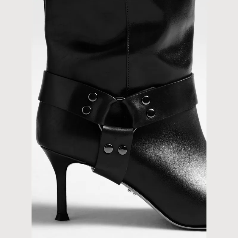 Lola Cruz York Knee Black Boots 65 Heels