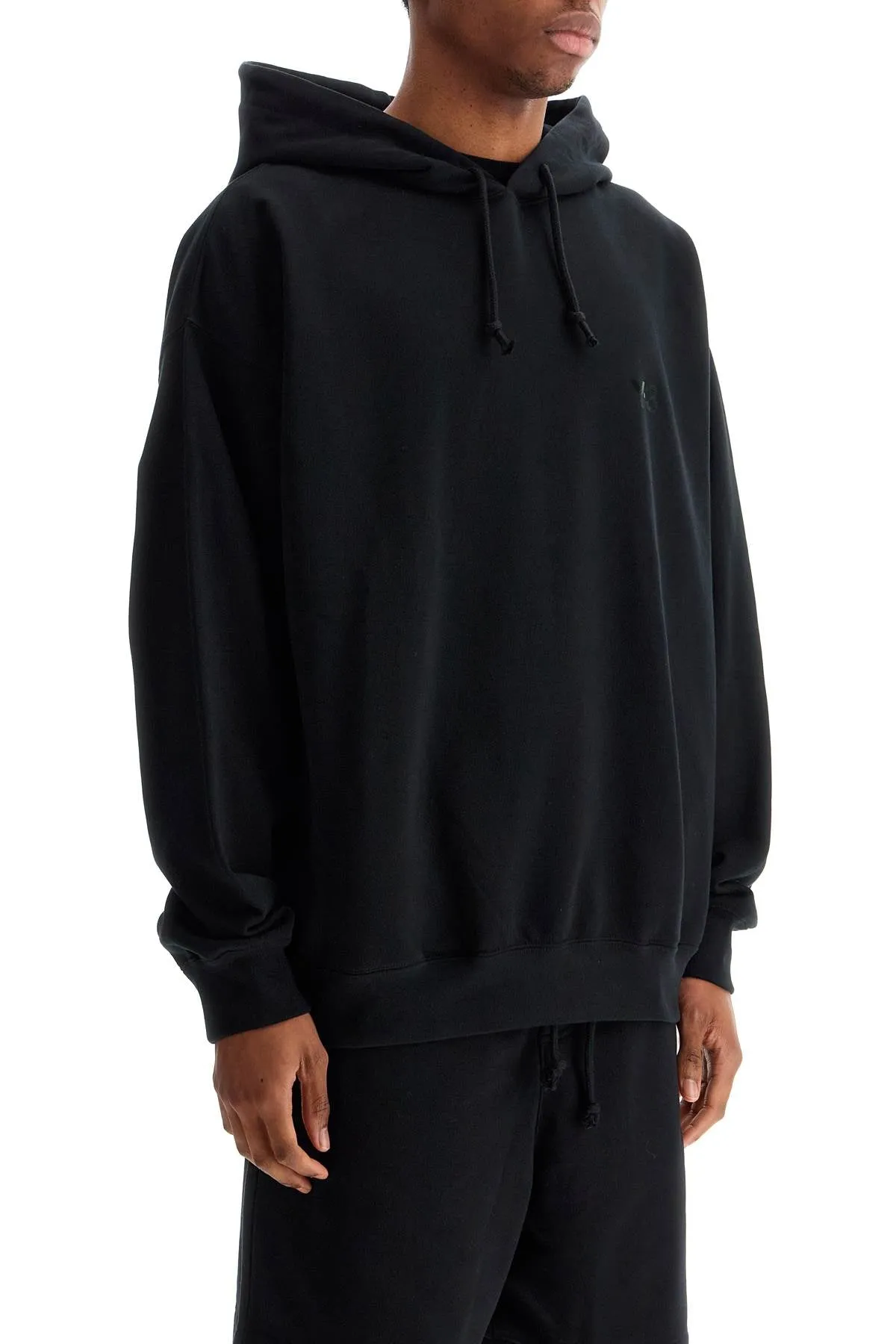 MEN'S BLACK HOODIE IN RECYCLED COTTON AND POLYESTER