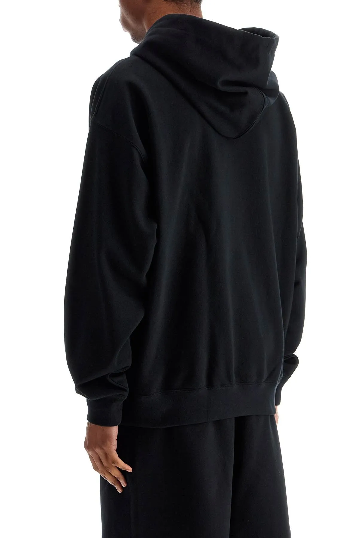 MEN'S BLACK HOODIE IN RECYCLED COTTON AND POLYESTER