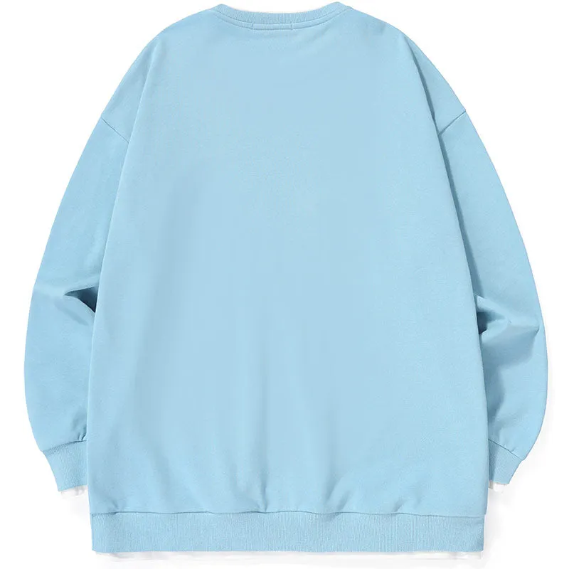 Minimalist Letter Print Spliced Drop-Shoulder Sleeve Sweatshirt