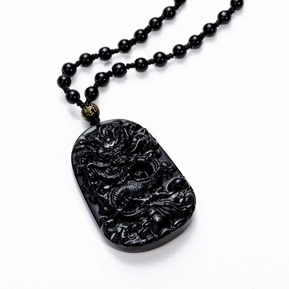 Obsidian Dragon Necklace