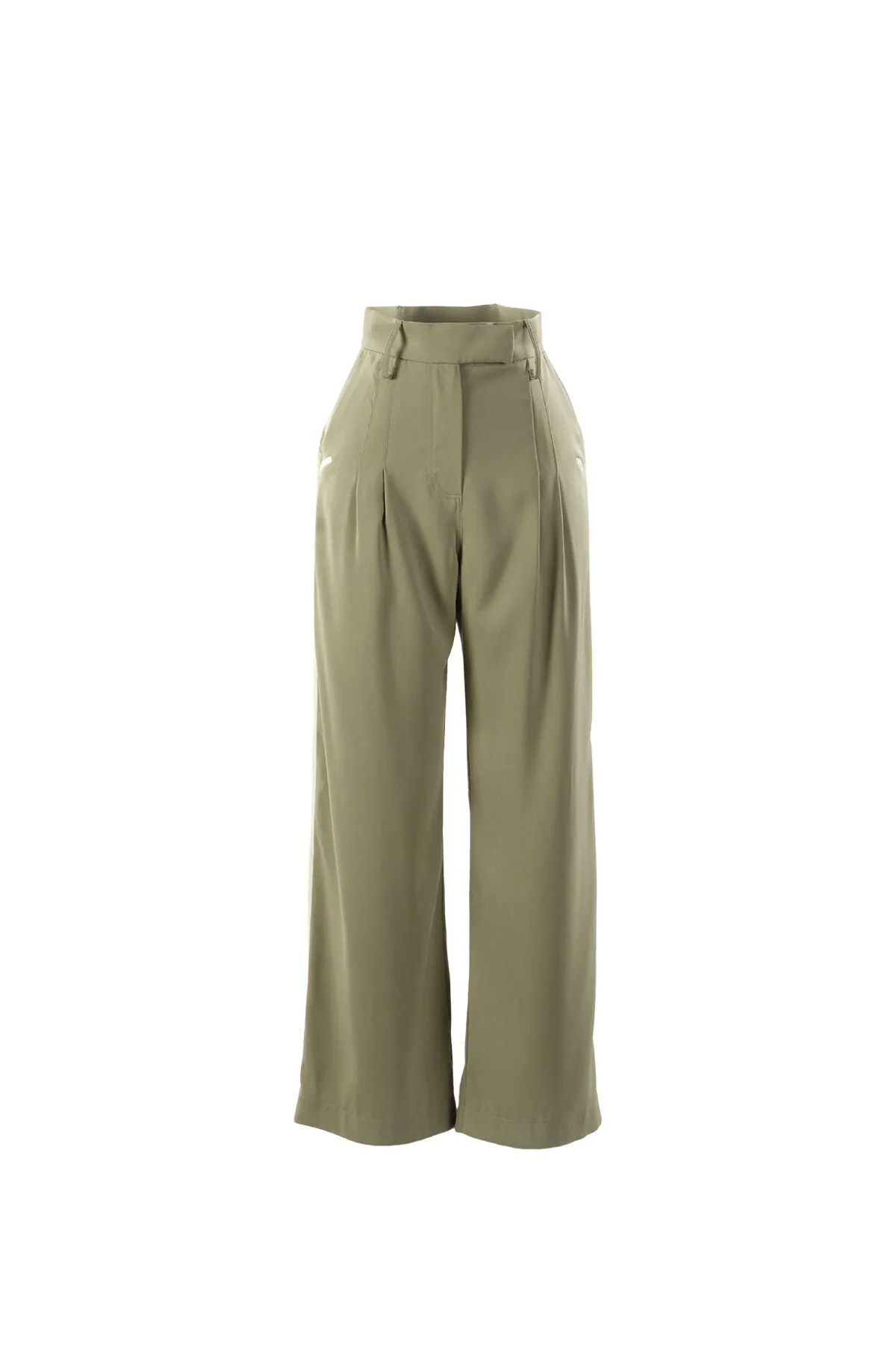 Oil Green Bow Detailed Palazzo Pants